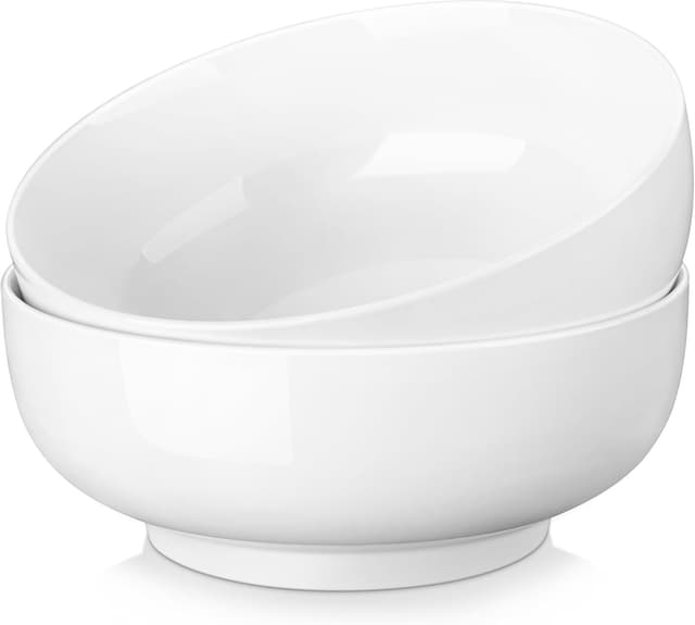 Detalle de MALACASA Regular Extra Large Porcelain Serving Bowls (114 oz) Set of 2, 10" White