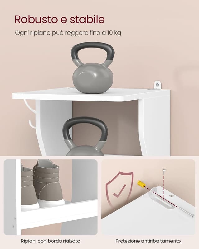 Thumbnail 6 de VASAGLE Scarpiera LBS210WB01 bianco opaco, 9 ripiani stretta per ingresso e corridoio