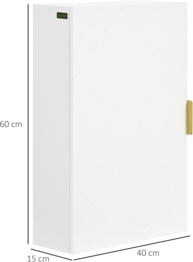 Detalle de Kleankin armoire murale de salle de bain avec étagère réglable (40 x 15 x 60 cm)