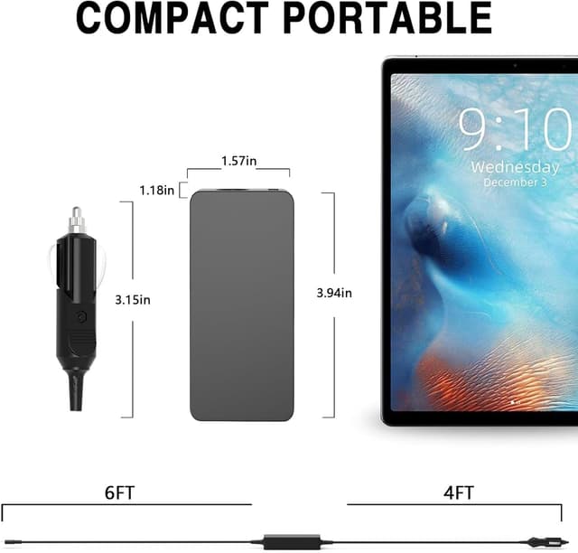 Detalle de 100W USB-C Laptop Car Charger (Type C) for Dell Latitude/XPS, Lenovo ThinkPad, MacBook Pro/Air, HP Spectre & more