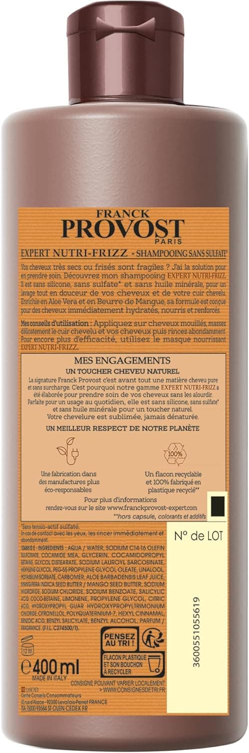Thumbnail 1 de Franck Provost EXPERT NUTRI-FRIZZ Champú sin sulfato 400 ml