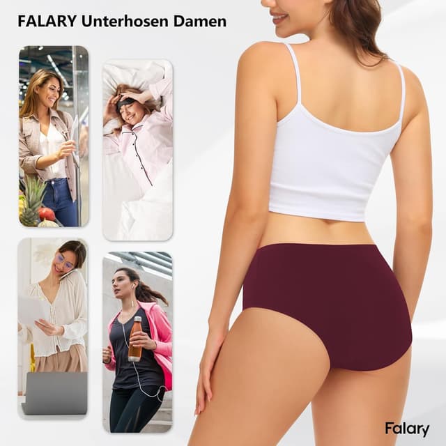 Detalle de FALARY lot de 6 culottes femme en coton stretch, taille basse