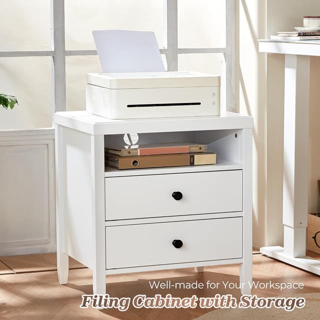 Thumbnail 5 de Huuger White Nightstand Set of 2 — 2-Drawer Nightstand
