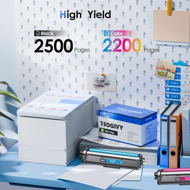 Detalle de NOGIVY TN241/245 Compatible Toner (TN-241BK Black, TN-245CMY Cyan/Yellow/Magenta) – 4-pack for Brother printers