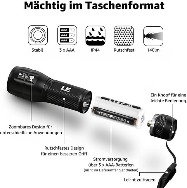 Thumbnail 4 de Lighting EVER LE LED Taschenlampe Klein