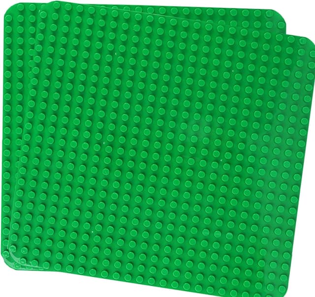Detalle de Große Bauplatte kompatibel mit LEGO DUPLO (2 Stück), 38 x 38 cm, grün – Classic Grundplatte für kreatives Vorschulspiel