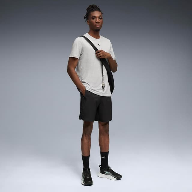 Detalle de T-shirt mixte PUMA M Tad Essentials Heather Cat Tee (CF Small Cat) à col rond