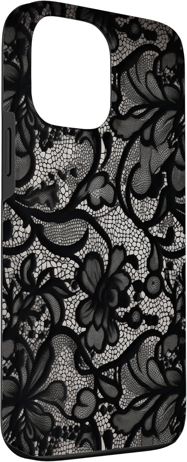 Detalle de Coque Motif Vintage en Dentelle Noire pour iPhone 13 Pro Max