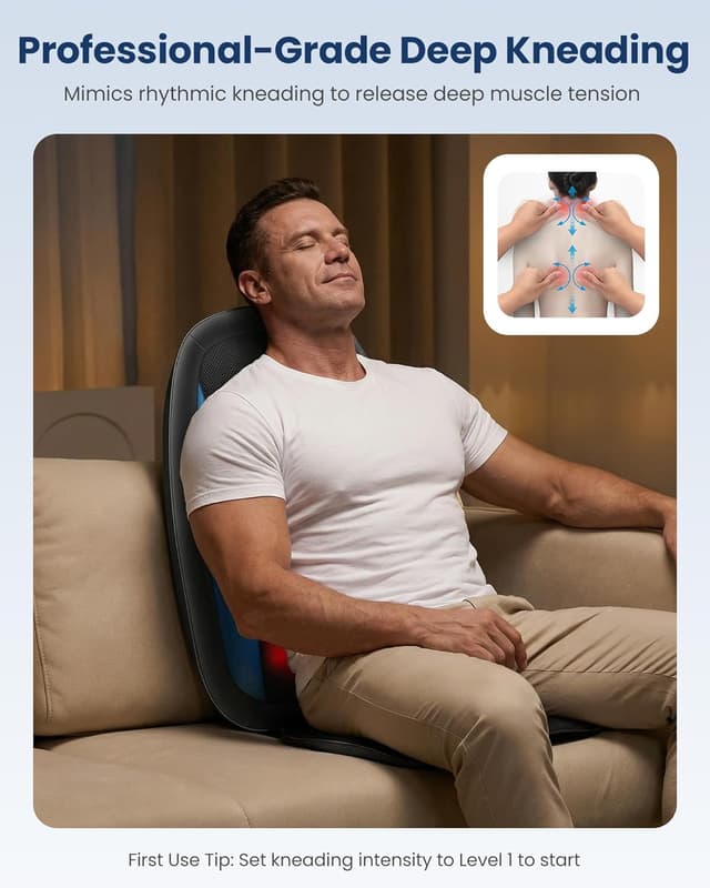 Detalle de COMFIER Shiatsu Back Massager with Heat 1️⃣