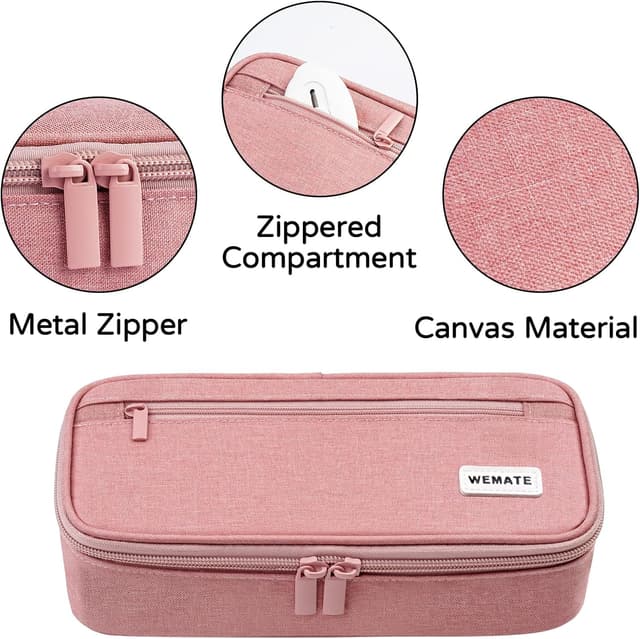 Detalle de WEMATE Federmäppchen mit 5 Fächern – großer Pencil Case mit viel Stauraum