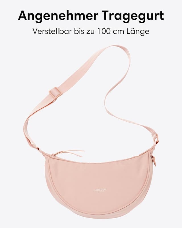 Detalle 2 de LARKSON Solveig Small Crossbody Bag im Halbmond-Style (wasserabweisend) – Umhängetasche für Damen & Herren in Rosa