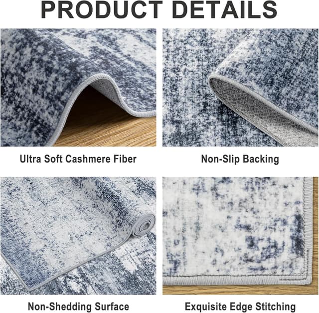 Detalle de 6x9 Washable Abstract Area Rug, Non-Slip