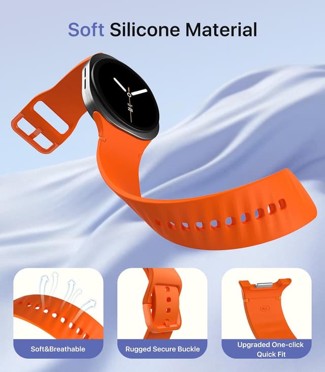 Detalle de TiMOVO 6-Pack Sport Bands for Samsung Galaxy Watch 8 (40/44mm) & Watch 8 Classic (46mm) — soft silicone replacement straps