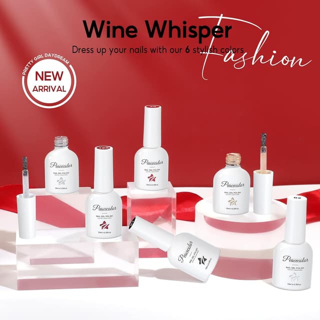 Detalle de PEACECOLOR UV-Gel Nagellack Set mit 6 Farben (10 ml) – Weiß, Rot, Schwarz, Silber/Gold Flash