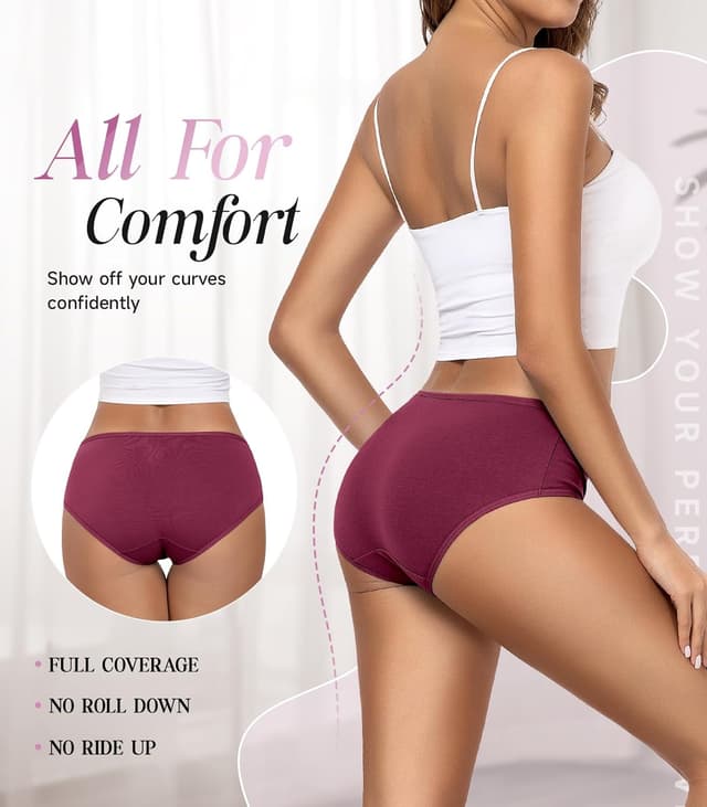 Detalle 2 de TANSTC Damen Hipster-Slips im 6er-Pack aus Baumwolle (95% Baumwolle, 5% Spandex)