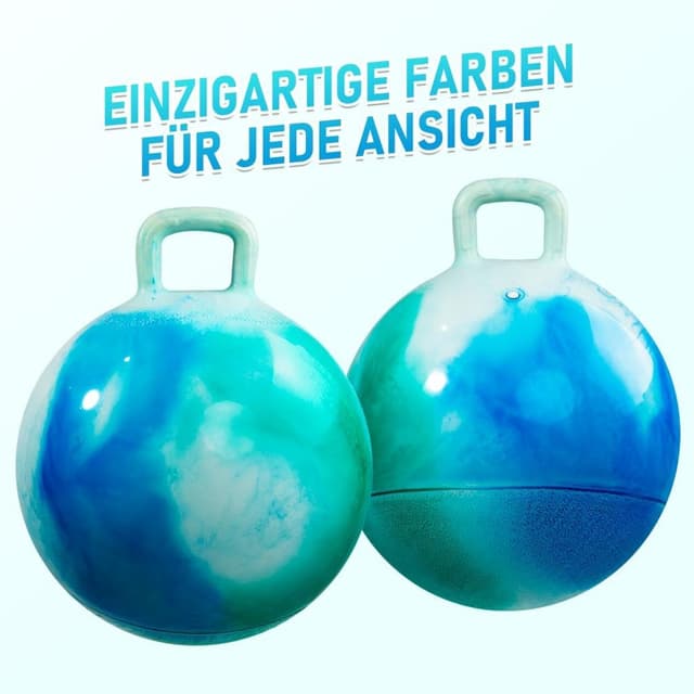 Detalle 2 de U&C Planet Hüpfball (Aufblasbarer Hopperball) 50 cm mit Pumpe, bis 100 kg – für Kinder 5–9, Wolke blau