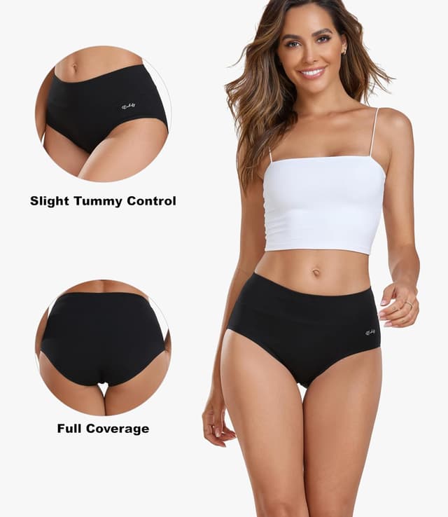 Detalle 2 de coskefy Women's High Waisted Cotton Underwear 5 Pack