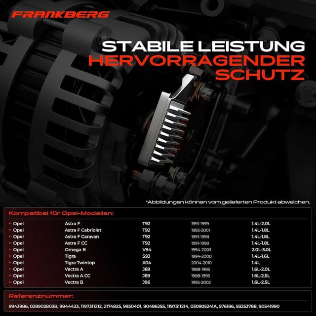 Detalle de Frankberg Lichtmaschinenregler Generatorregler 14,5V (kompatibel u. a. Astra F/G, Corsa B) – Ersatz 2174825