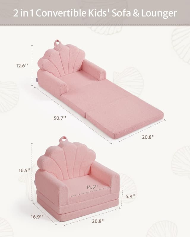 Thumbnail 2 de Blissful Diary 2-in-1 Kids Couch Pink Shell