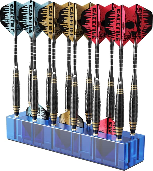 Detalle de CyeeLife présentoir de fléchettes en acrylique transparent – support pour 12 fléchettes (bleu)