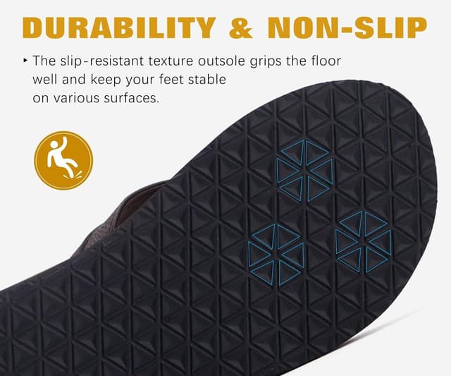 Detalle de KuaiLu men’s leather arch support flip flops with cushioned yoga foam and non-slip sole