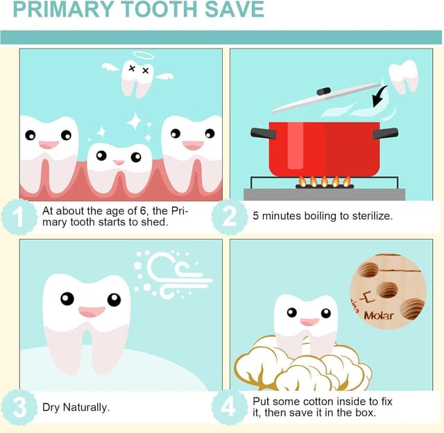 Detalle de Aolso scatola in legno per denti da latte e ricordo di crescita per bambini