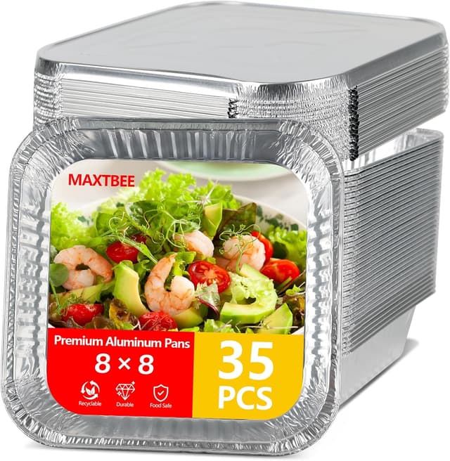 Thumbnail 6 de MAXTBEE 9x13 Aluminum Foil Pans with Lid (10-Pack) — Heavy-Duty Disposable Tin Trays