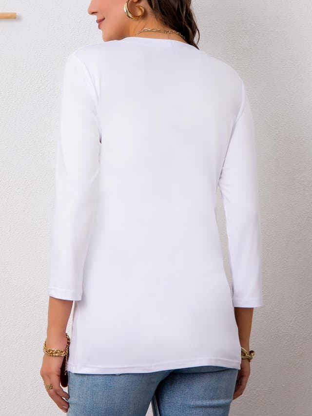 Detalle de AirMood Womens Casual 3/4 Length Sleeve V-Neck Shirt Tops