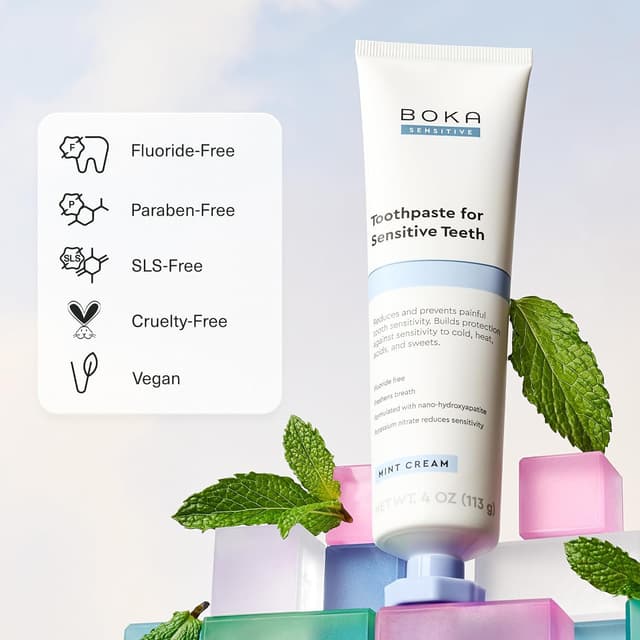 Thumbnail 6 de Boka Sensitive Toothpaste (Fluoride-Free) with 5% Potassium Nitrate, Nano Hydroxyapatite — Mint Coconut Cream, 4 fl oz