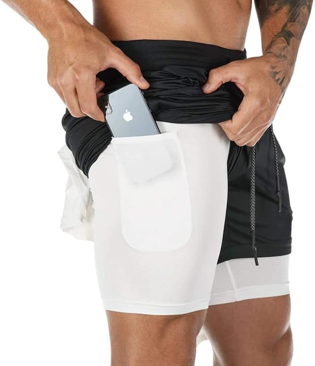 Detalle de Superora Herren Laufshorts 2-in-1 Sport Shorts mit integrierten Taschen