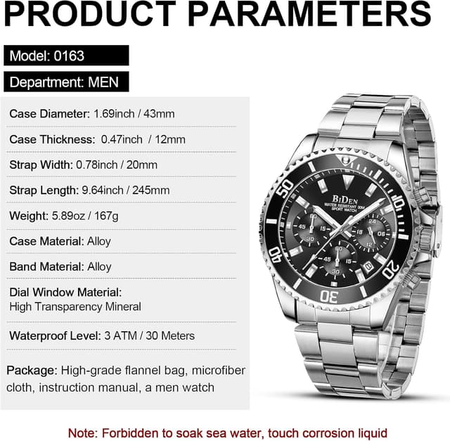 Thumbnail 6 de HANPOSH Reloj cronógrafo 30 ATM