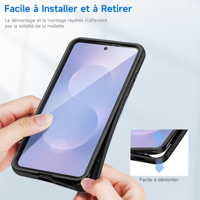 Detalle de seacosmo Coque pour Samsung Galaxy S25 Edge avec protecteur d’écran intégré – protection 360 anti-chocs et anti-rayures (noir)