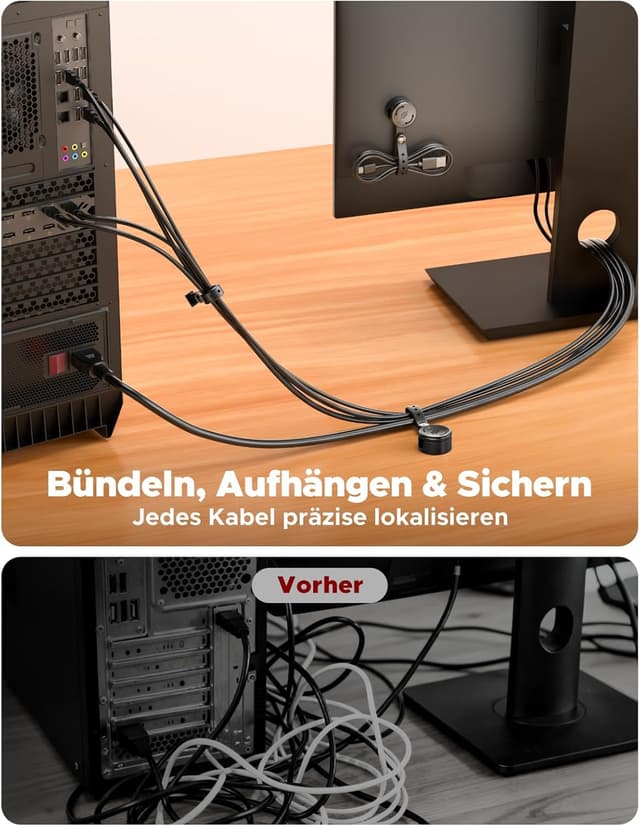 Detalle de EOIWUY 8 Stück Kabelhalter 2-in-1 🔌