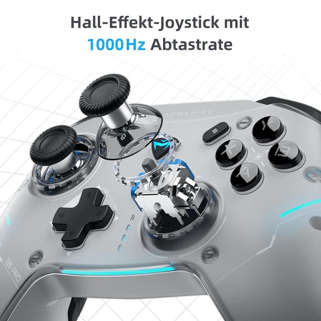 Detalle de Machenike G5PRO MAX SE Bluetooth-Controller mit Ladestation (Grau) – Hall-Effect, 1.000 Hz