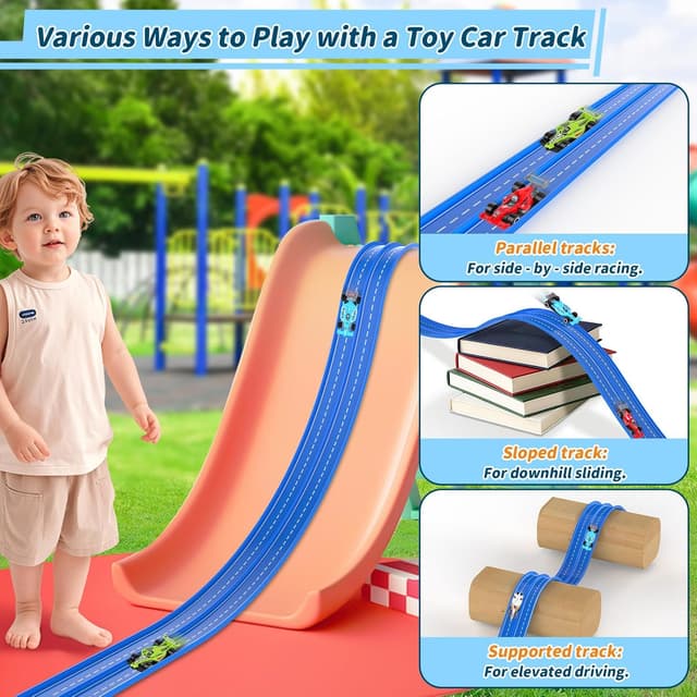 Detalle de Flexible Race Track 20ft Slot Car Set with 4 Cars