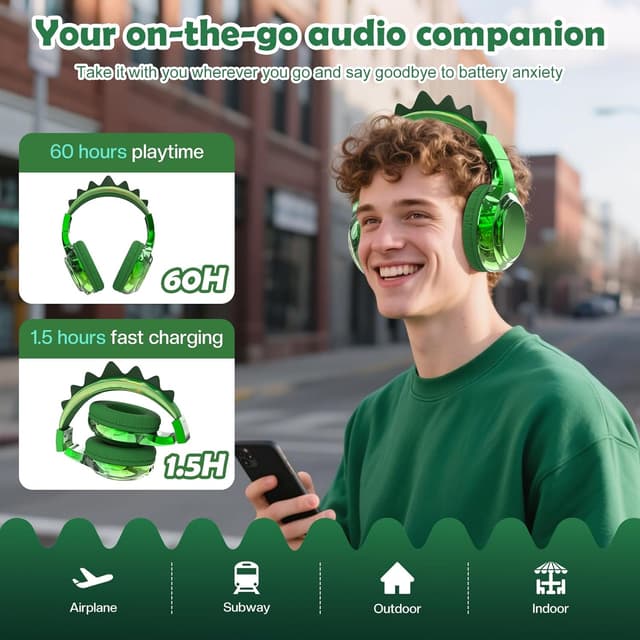 Detalle 2 de JYPS Kids Bluetooth headphones 74/85/94dBA