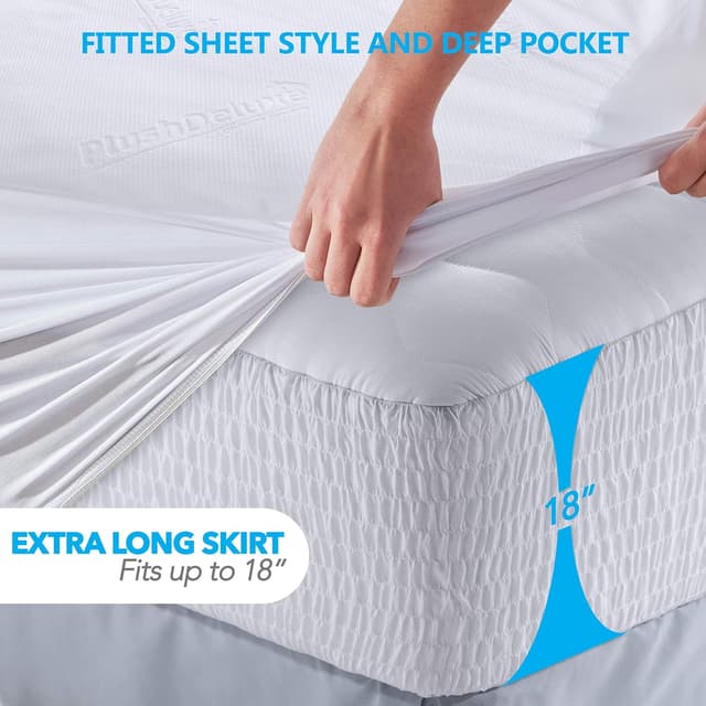 Detalle 2 de PlushDeluxe Bamboo Mattress Protector, King Size ⚙