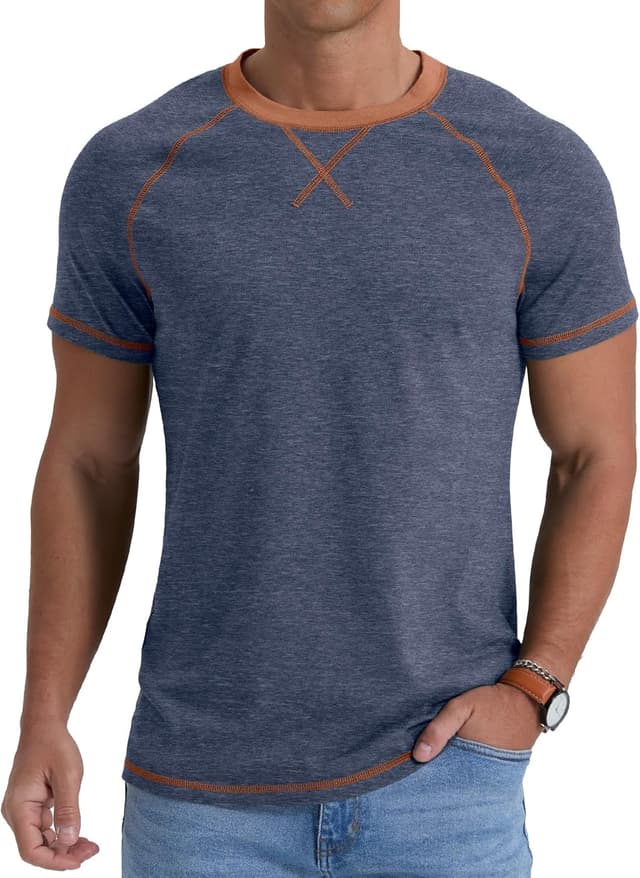 Thumbnail 6 de QIXING Herren T-Shirt Baumwolle 5% Elasthan