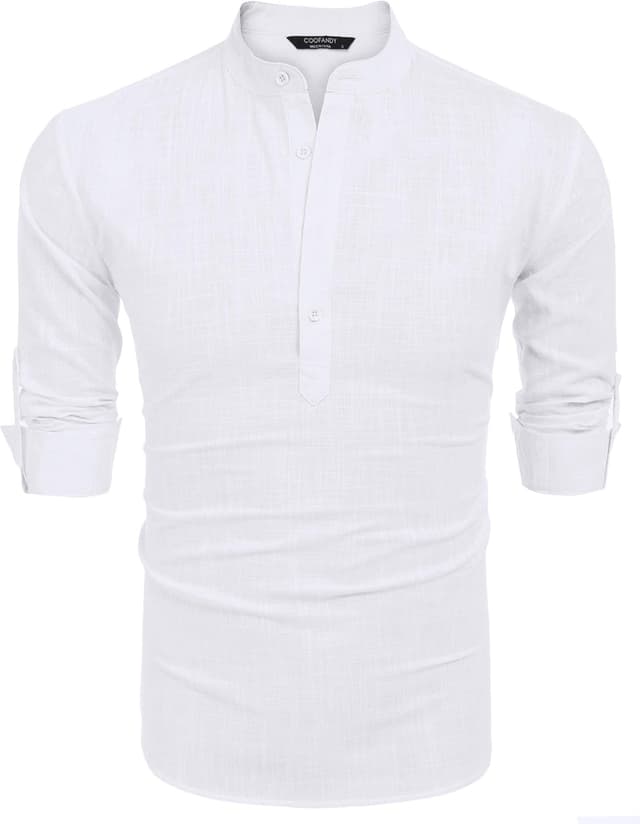 Detalle de COOFANDY Henley T-Shirt Long Sleeve