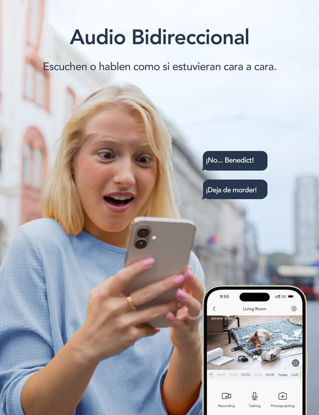 Thumbnail 3 de GNCC Camara Vigilancia WiFi Interior 360° PTZ 2K Cámara Vigilancia Interior con Seguimiento, para Adecuado para Bebés/Mascotas/Familia, Detección de IA, Audio Bidireccional, Visión Nocturna, 2,4GHz