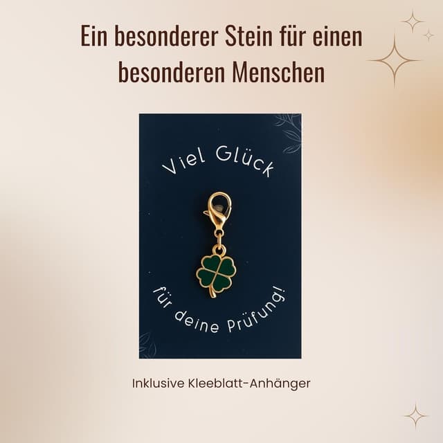 Detalle de Milaboo® Kleeblatt Schlüsselanhänger mit Karte (55 x 85 mm) – Glücksbringer nach Anlass, 12 Varianten
