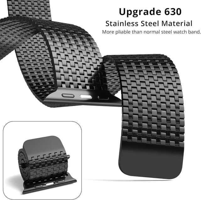Detalle de LULULOOK Milanese Loop Magnetic Clasp Stainless Steel Strap for Apple Watch (Series 1–11, Ultra models)