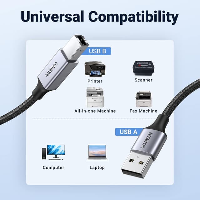 Thumbnail 1 de UGREEN USB A to B Printer Cable 2M