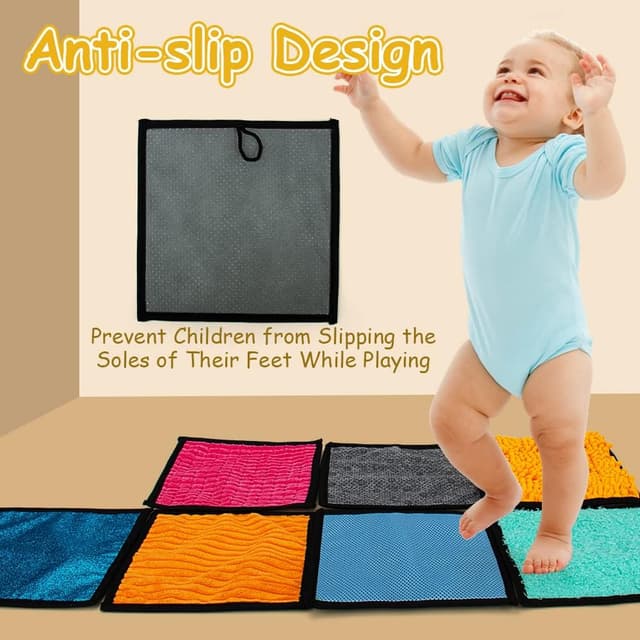Detalle de Inbeby 16 Set Sensory Mini Mats – Assorted Textured Floor Tiles for Sensory Play