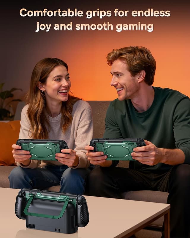 Thumbnail 6 de FYOUNG Dockable Switch 2 Case with Adjustable Kickstand, Shockproof Hard Shell (Green)