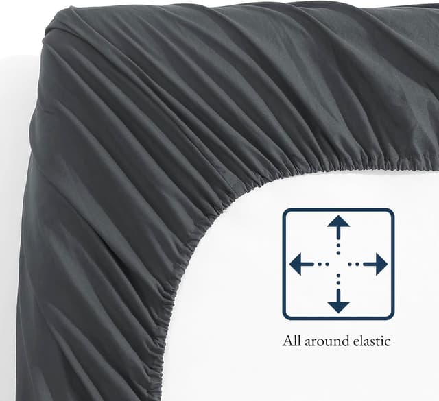 Detalle 2 de King Fitted Sheet 2-Pack (Charcoal) – Deep Pocket 14 inch – Pre-Washed Microfibre