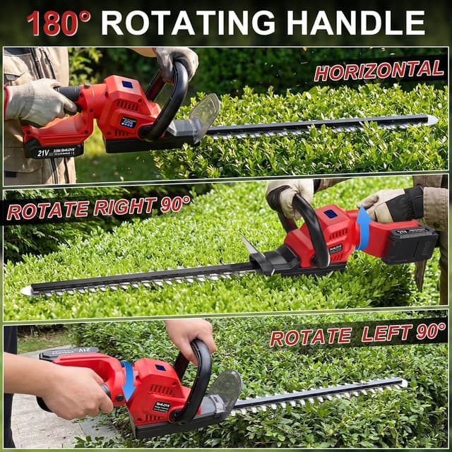 Detalle de SMILOVII 21V Cordless Hedge Trimmer 20” / 50cm with Dual-Action Blades, 2×2000mAh Batteries & Charger
