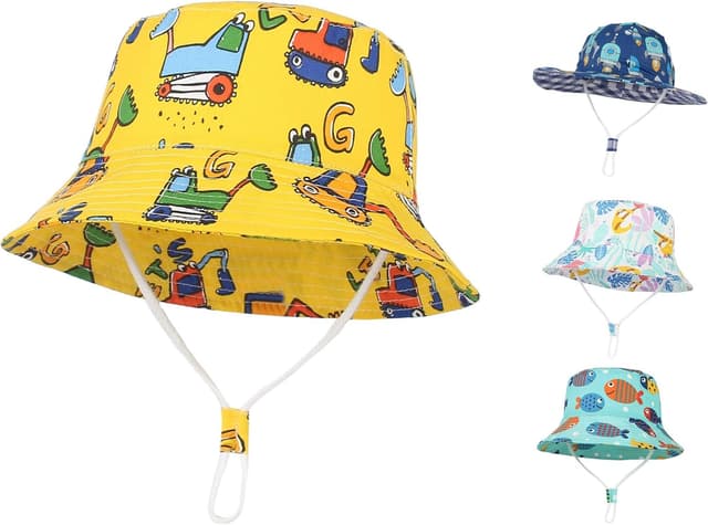 Thumbnail 6 de GEMVIE Baby Boys Sun Bucket Hat (Cartoon Animal Print) – Packable Fisherman Hat with UPF 50+
