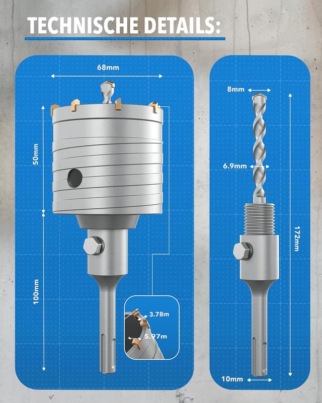 Detalle 2 de Bohrkrone 68mm Steckdosenbohrer đ
