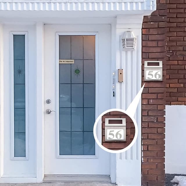 Detalle de Sinxioer Edelstahl-Hausnummer selbstklebend, Höhe 5 cm – Straßennummernschild im Arial-Design (Ziffer 9)